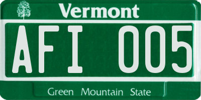 VT license plate AFI005