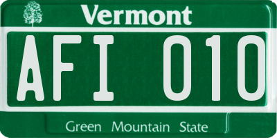 VT license plate AFI010