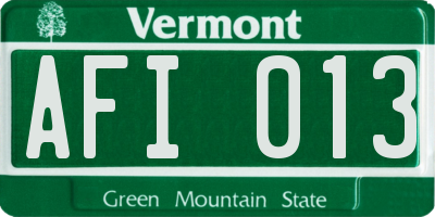 VT license plate AFI013