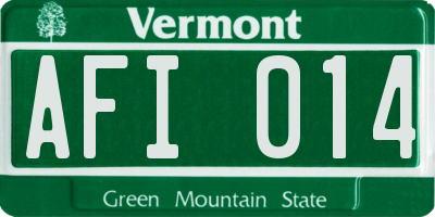 VT license plate AFI014