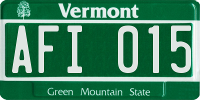 VT license plate AFI015