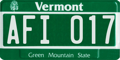 VT license plate AFI017