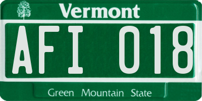 VT license plate AFI018