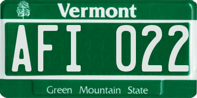 VT license plate AFI022
