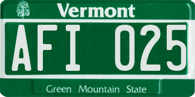 VT license plate AFI025