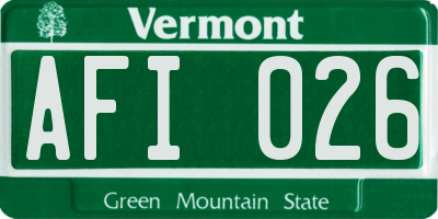 VT license plate AFI026