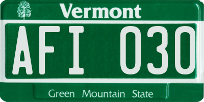 VT license plate AFI030