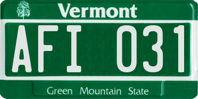 VT license plate AFI031