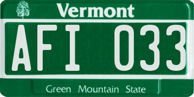 VT license plate AFI033