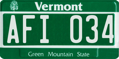 VT license plate AFI034
