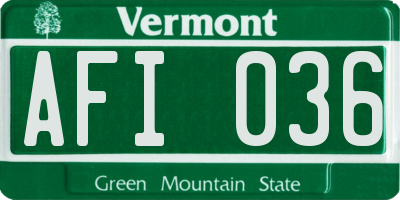VT license plate AFI036