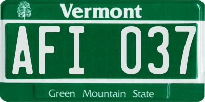 VT license plate AFI037