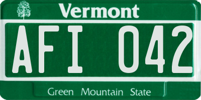 VT license plate AFI042