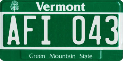 VT license plate AFI043