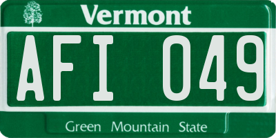 VT license plate AFI049
