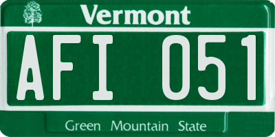 VT license plate AFI051