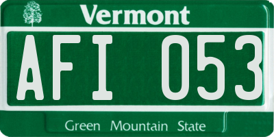 VT license plate AFI053