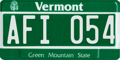 VT license plate AFI054