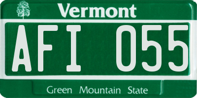 VT license plate AFI055