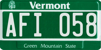 VT license plate AFI058