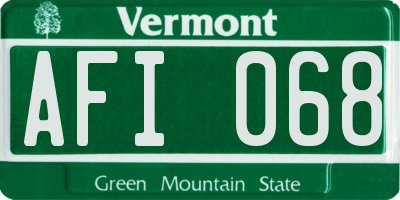 VT license plate AFI068