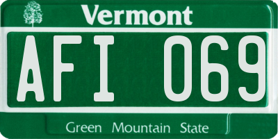 VT license plate AFI069