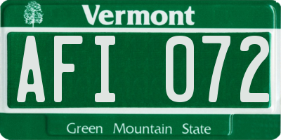 VT license plate AFI072