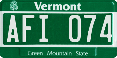 VT license plate AFI074