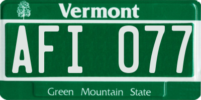 VT license plate AFI077