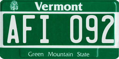 VT license plate AFI092