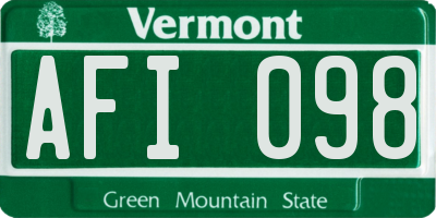 VT license plate AFI098