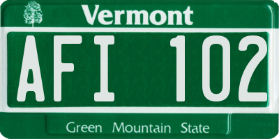 VT license plate AFI102