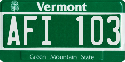 VT license plate AFI103