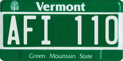 VT license plate AFI110