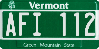 VT license plate AFI112