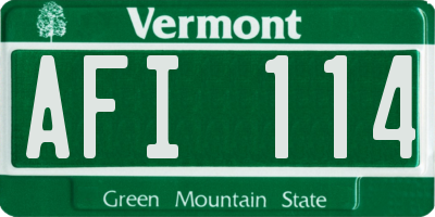 VT license plate AFI114