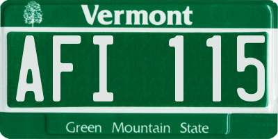 VT license plate AFI115