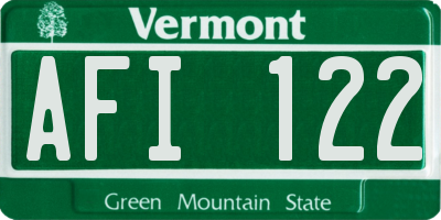 VT license plate AFI122