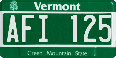 VT license plate AFI125