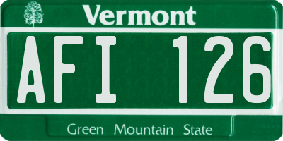 VT license plate AFI126