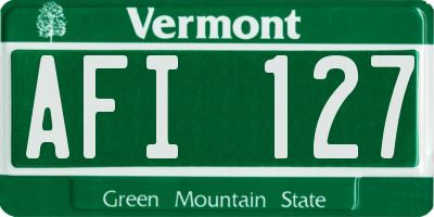 VT license plate AFI127