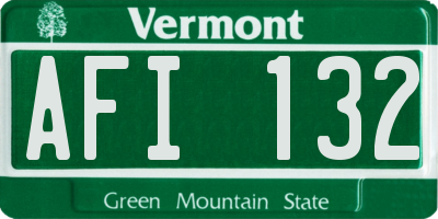 VT license plate AFI132
