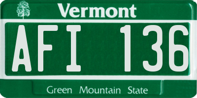 VT license plate AFI136