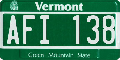 VT license plate AFI138