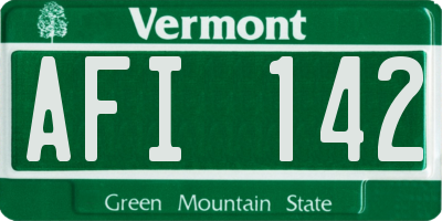 VT license plate AFI142