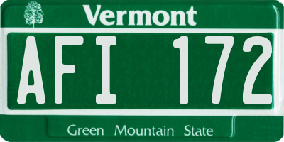 VT license plate AFI172