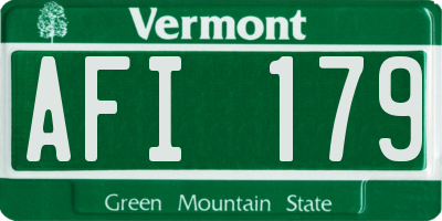 VT license plate AFI179