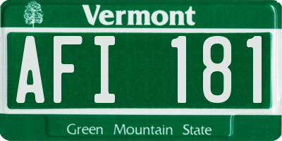 VT license plate AFI181