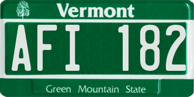 VT license plate AFI182