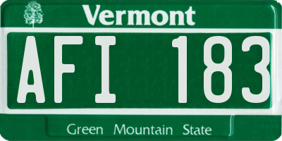 VT license plate AFI183